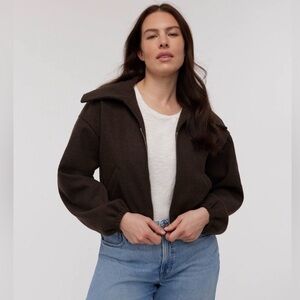 Madewell Zip-Front Shawl Bomber Jacket in Brown Size XL‎